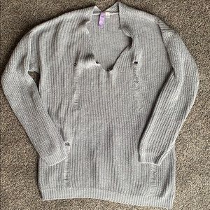 Distressed, loose neck, sweater